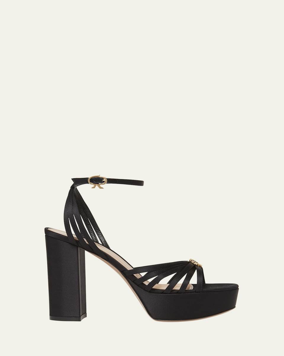 Crepe Ankle-Strap Platform Sandals